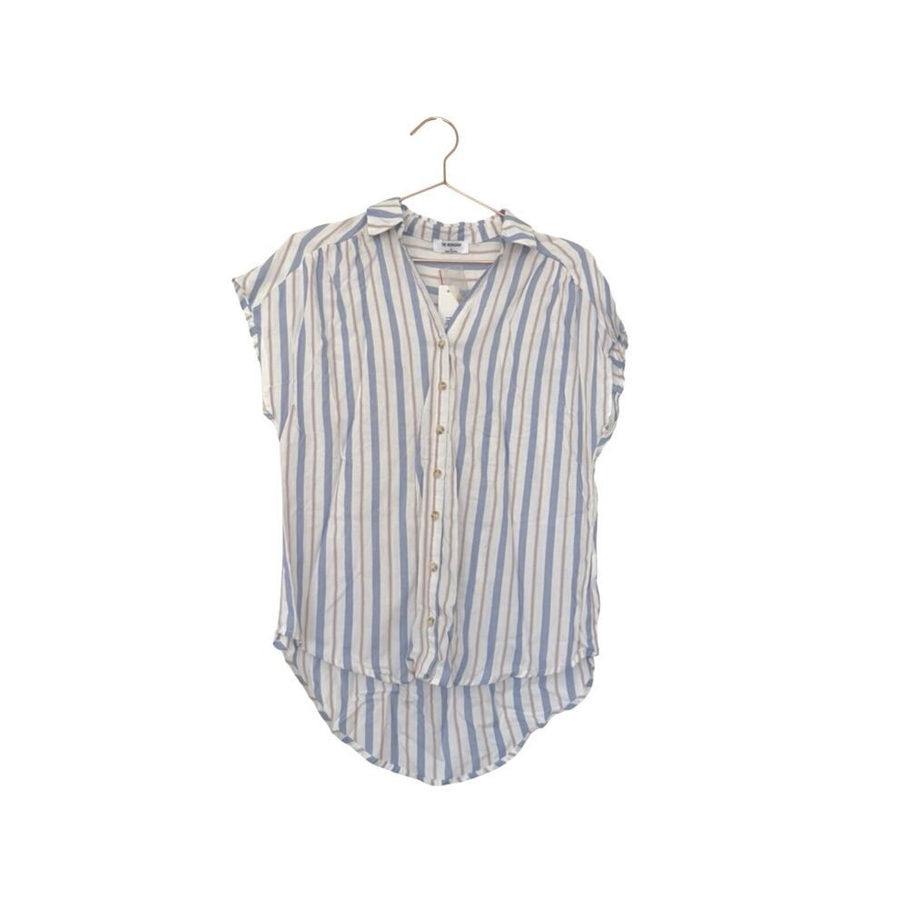 The Workshop Clothing Blue & White Vertical Stripe Button-Up Blouse